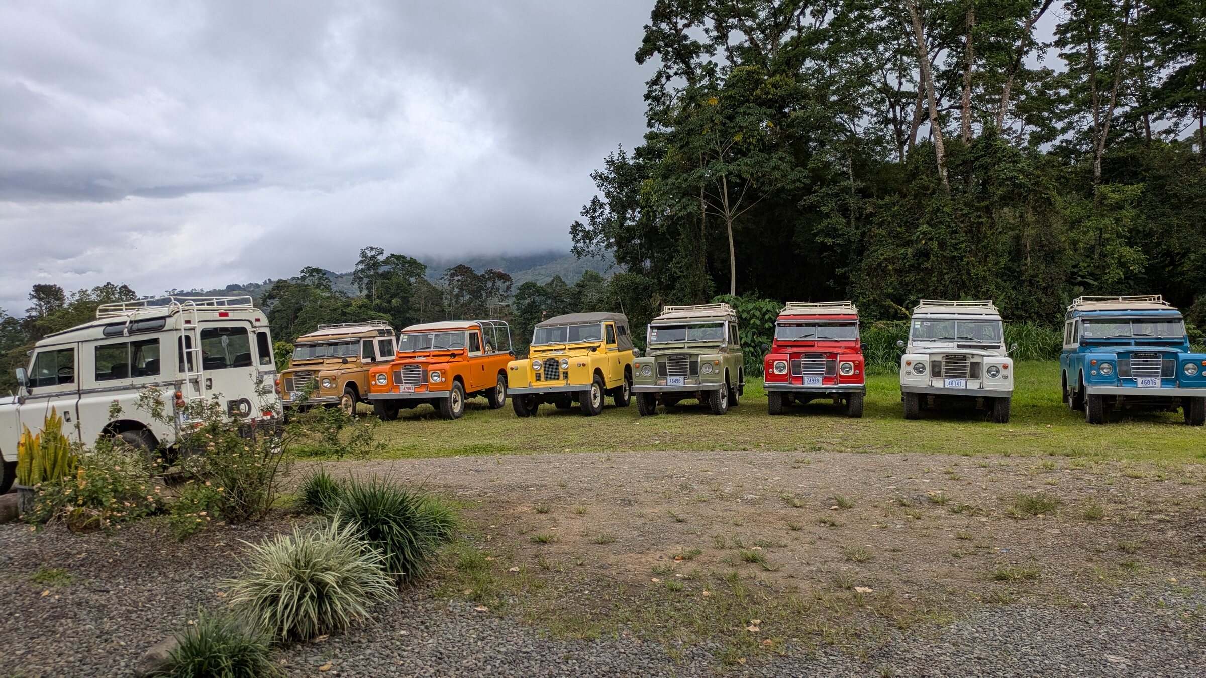 Collection of classic Series Land Rovers in the countryside of Turrialba, Costa Rica