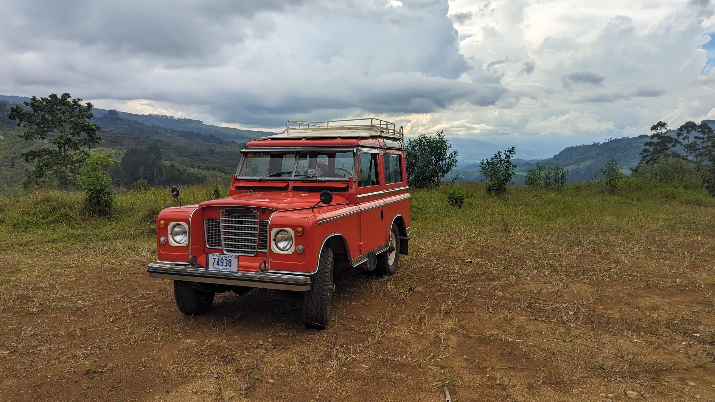 Classic Series Land Rover overlooking the Turrialba mountains, Costa Rica